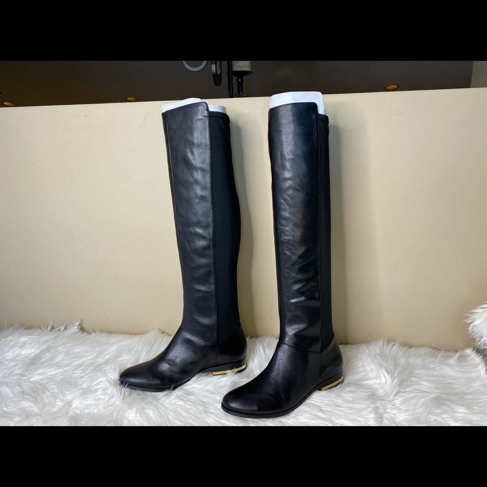 ANN TAYLOR BLACK LEATHER RIDING BOOT - Picture 9 of 16